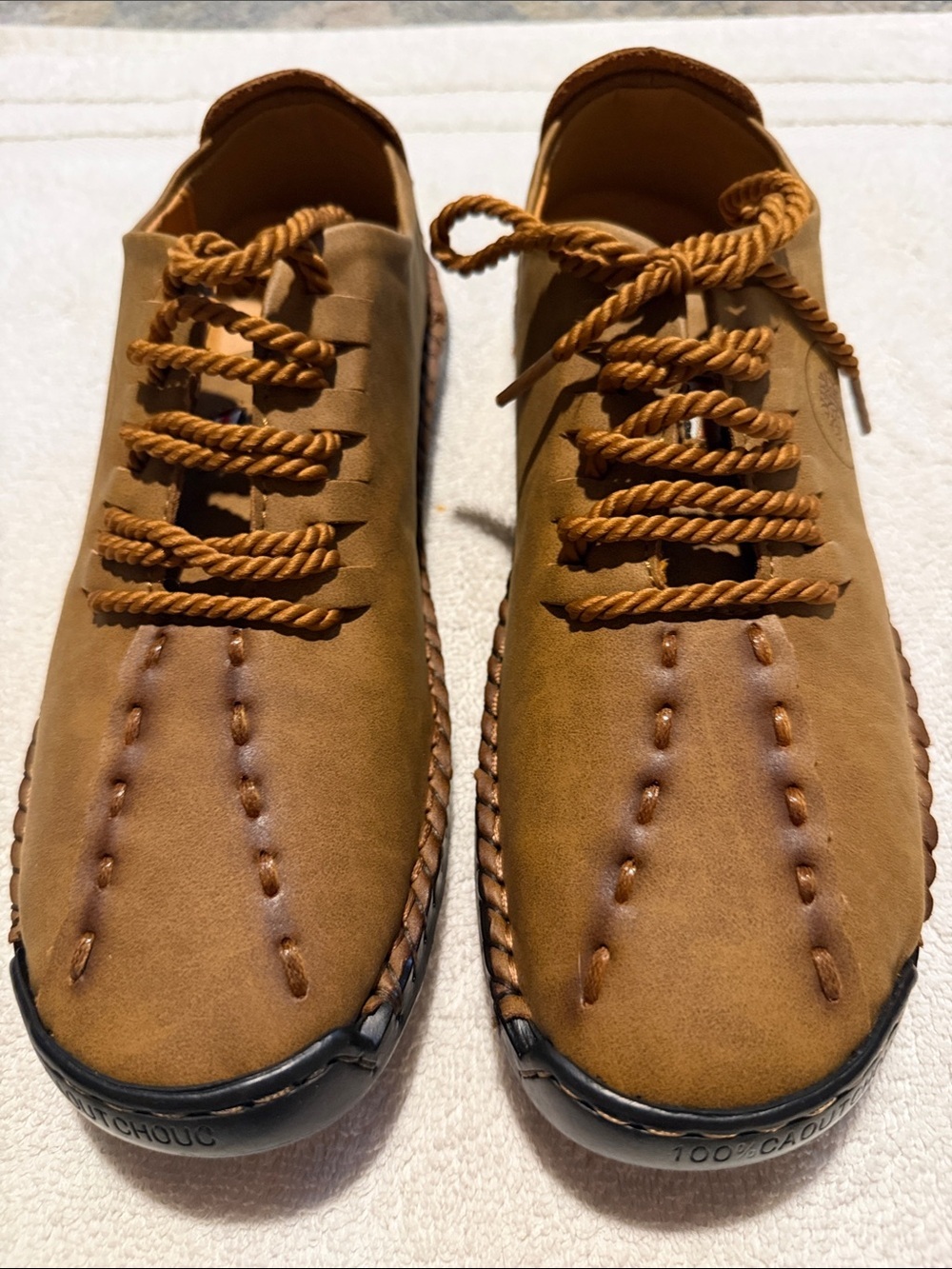 Men's Casual Lace-Up Leather Flat Type Moccasin